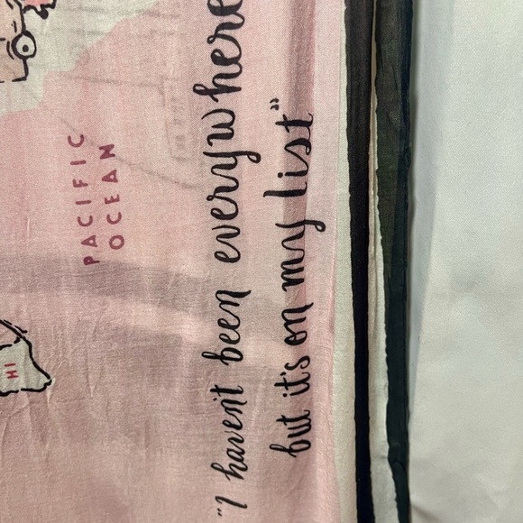 Kate Spade Pink and Black New York USA Map Design Silk  Scarf - Picture 6 of 6